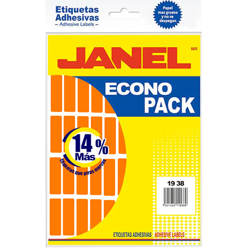 ETIQUETA JANEL ECONOPLACK FLOURESCENTE No 6 NARANJA 13X38 E061338216
