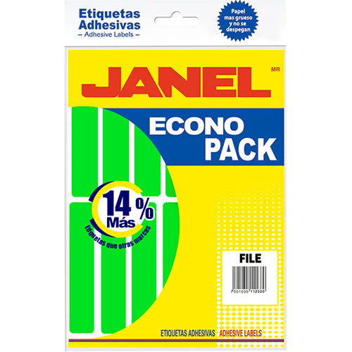 ETIQUETA JANEL ECONOPLACK FLOURESCENTE No 20 FILE VERDE E062010213
