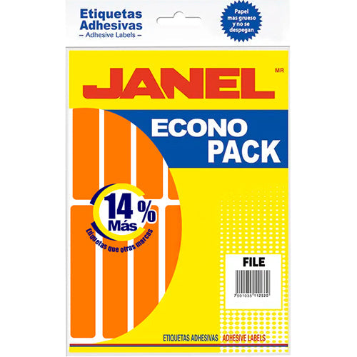 ETIQUETA JANEL ECONOPLACK FLOURESCENTE No 20 FILE NARANJA E062010216