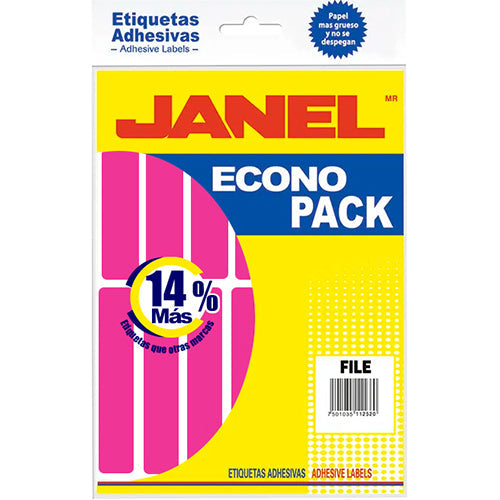 Etiquetas Adhesivas Janel Fluorescentes Rosa No. 20, 1 Pieza