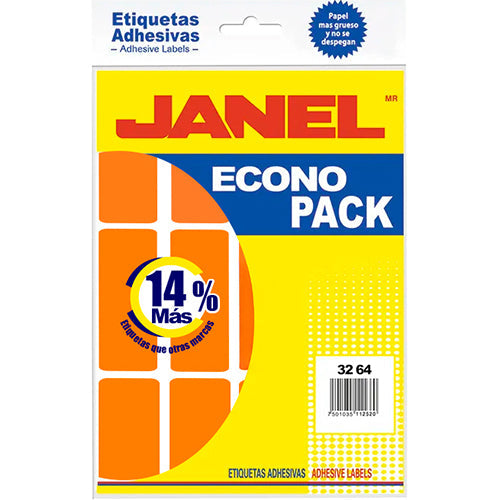 ETIQUETA JANEL ECONOPLACK FLOURESCENTE No 24 NARANJA 32X64 E063264216