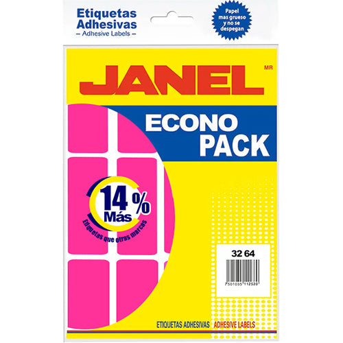 ETIQUETA JANEL ECONOPLACK FLOURESCENTE No 24 ROSA 32X64 E063264220
