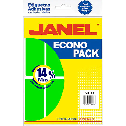 ETIQUETA JANEL ECONOPLACK FLOURESCENTE No 25 VERDE 50X100 B065010213