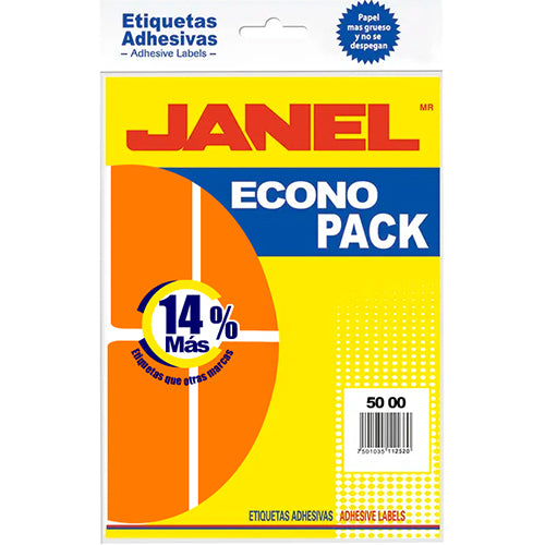 ETIQUETA JANEL ECONOPLACK FLOURESCENTE No 25 NARANJA 50X100 E065010216