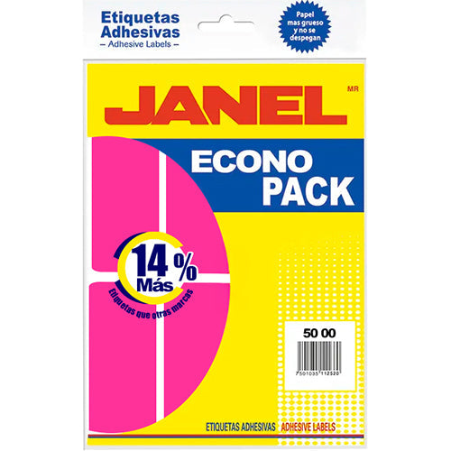 ETIQUETA JANEL ECONOPLACK FLOURESCENTE No 25 ROSA 50X100  E065010220