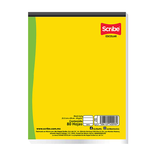BLOCK CARTA SCRIBE 4700 PEGADO 80H RAYA