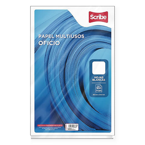 Papel Bond Scribe Oficio Blanco Paquete De 100 Hojas