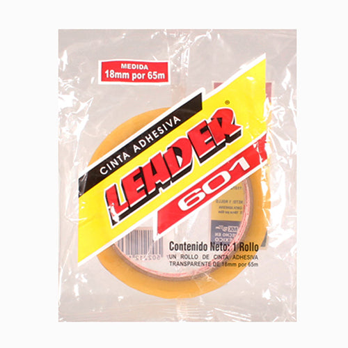 Cinta Adhesiva Transparente Leader Alta Adherencia 18 Mm X 65 M