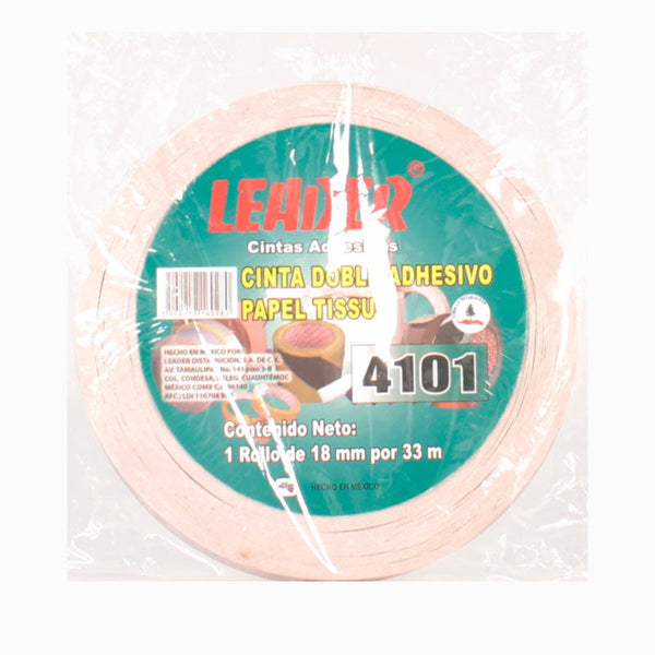 CINTA DOBLE CAPA PAPEL LEADER 18X33 4101