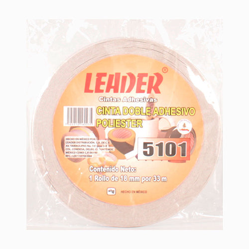 CINTA DOBLE CAPA POLIESTER LEADER 18X33 5101