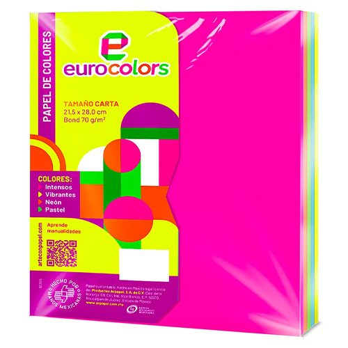 Papel De Colores Eurocolors Arcoíris Vibrantes Paquete 100 Hojas