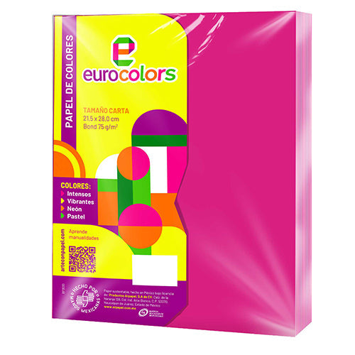 Hoja De Papel Eurocolors Rosa Vibrante Paquete 100 Hojas