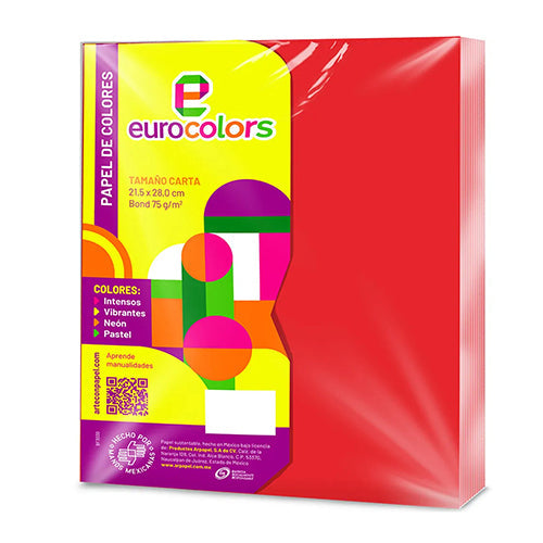 Hoja Eurocolors Rojo Paquete 100 Hojas