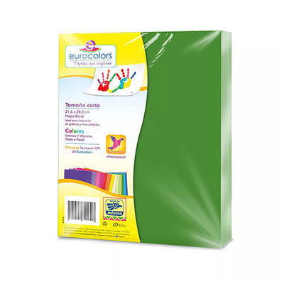 Hoja De Papel Eurocolors Verde Bandera Paquete 100 Hojas