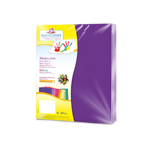 Papel Tamaño Carta Eurocolors Color Púrpura Paquete Con 100 Hojas