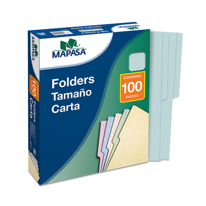 Folder Tamaño Carta Azul Cartulina 170 G Paquete Con 100 Piezas