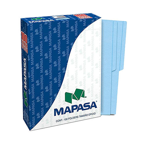 Carpeta Tipo Folder Oficio Azul 170 G Caja Con 100 Piezas