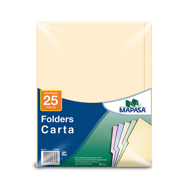 FOLDER MAPASA CARTA CREMA C/25 PC0003