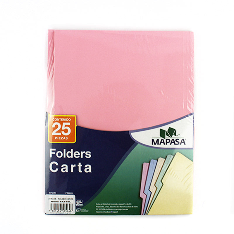 FOLDER MAPASA CARTA ROSA C/25 PR0003
