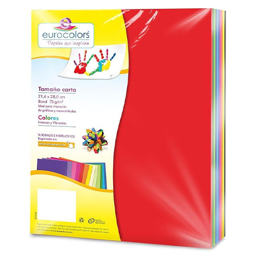 HOJA EUROCOLORS ARCOIRIS CARTA PQT C/250H EC0076