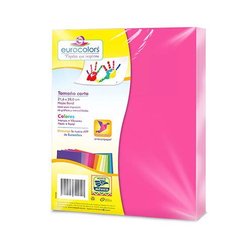 Hoja De Papel Rosa Neón Tamaño Carta Paquete Con 100 Unidades
