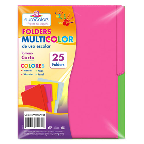 FOLDER EUROCOLORS MULTICOLOR CARTA VIBRANTES PAQ/25 PU0002