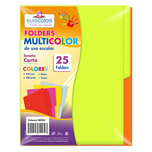 FOLDER EUROCOLORS MULTICOLOR CARTA NEON PAQ/25 PU0003