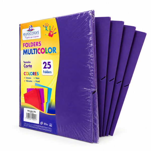 FOLDER EUROCOLORS MULTICOLOR CARTA PAQ/25 PU0016 MORADO VIBRANTE