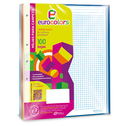 Hojas De Repuesto Para Carpeta Nassa Cuadro Pequeño Carta 100 Hojas Arcoíris