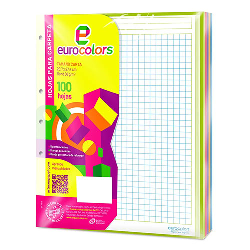 Hojas De Repuesto Nassa Arcoiris Tamaño Carta Multicolor 100 Hojas