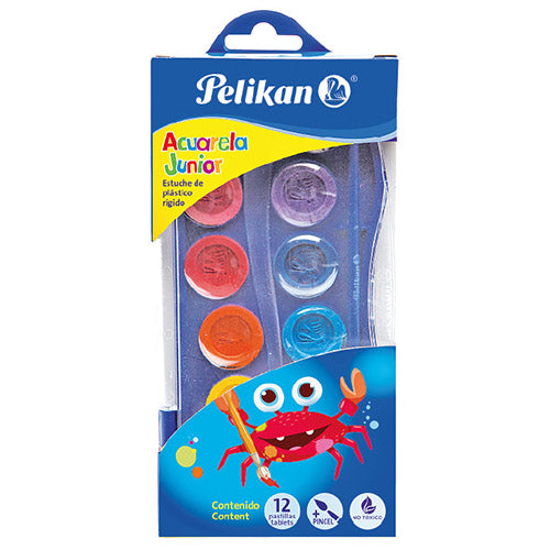 Acuarelas Pelikan Junior Escolar Estuche Con 12 Colores