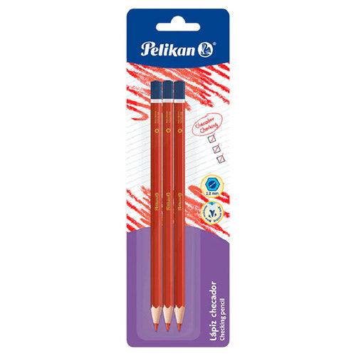 Lápiz Checador Pelikan Rojo De Escritura Blíster Con 3 Unidades