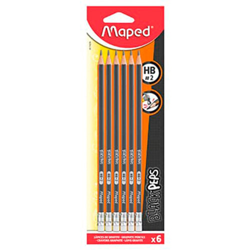 Lápiz De Grafito Maped Con Goma Hb Flowpack X6 Unidades