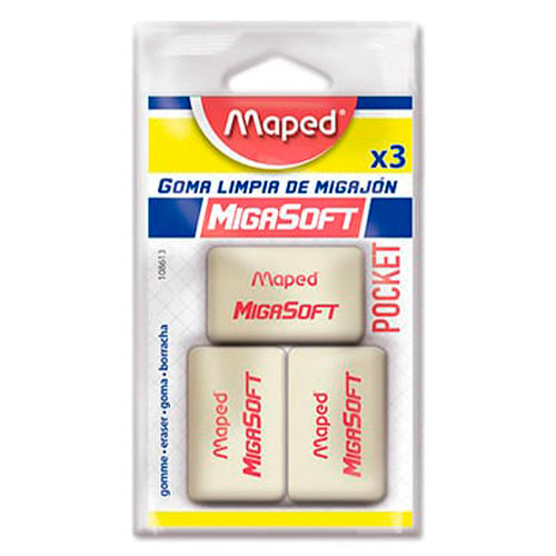 Goma De Borrar Maped Migasoft Pocket Blister Con 3 Unidades