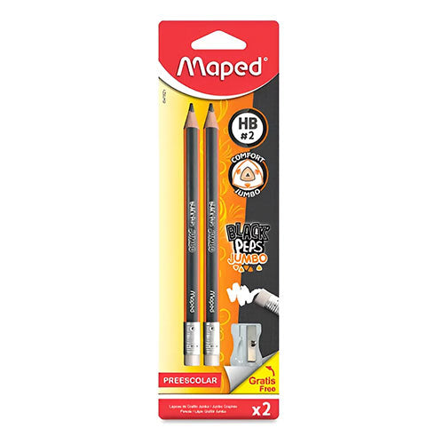 Lápiz Grafito Black Peps Jumbo Triangular Con Sacapuntas Blister 2 Unidades