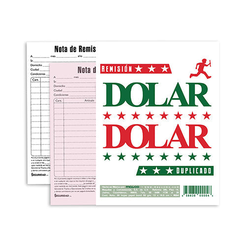 BLOCK DOLAR REMISION ESQUELA DUPLICADO 50 HOJAS RD4