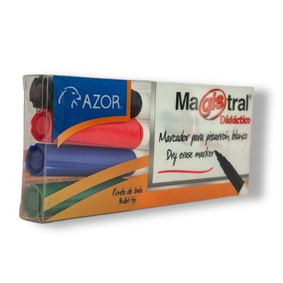 MARCADOR PARA PIZARRON MAGISTRAL FINO C/4 COL.SURT. 84074