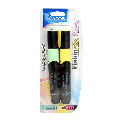Resaltador Marcayextos Vision Plus Pastel Grip Ahulado Blister Con 2