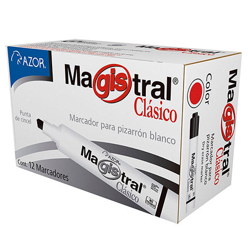 Marcador Para Pizarrón Magistral Rojo Plástico Caja Con 12 Unidades
