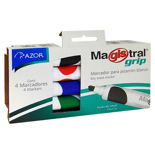 Marcador Para Pizarrón Magistral Con Grip Surtido Set De 4