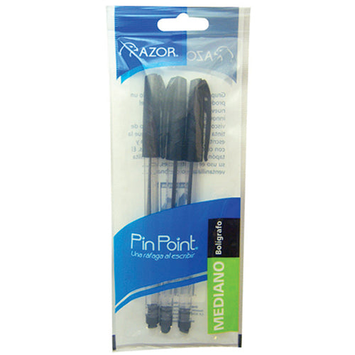 BOLIGRAFO AZOR PIN POINT MEDIANO NEGRO BOLSA C/3 301-6833NE