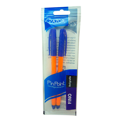 BOLIGRAFO AZOR PIN POINT FINO AZUL BOLSA C/2 301-6822AZ