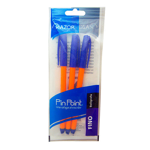 BOLIGRAFO AZOR PIN POINT FINO AZUL BOLSA C/3 301-6823-AZ