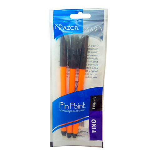 BOLIGRAFO AZOR PIN POINT FINO NEGRO BOLSA /3 301-6823NE