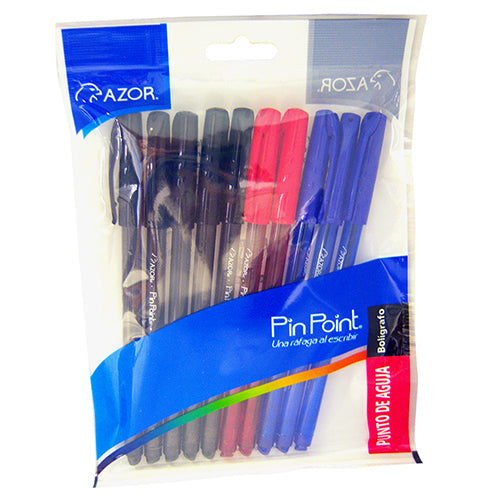 BOLIGRAFO AZOR PIN POINT FINO SURTIDO BOLSA C/10 301-6810NRA