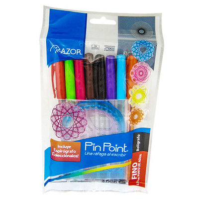 BOLIGRAFO AZOR PIN POINT FINO BOLSA C/8 Y ESPIROGRAFO MOD 6808