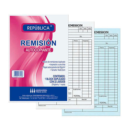 BLOCK REMISION REPUBLICA AUTOCOPIANTE ESQUELA  AED