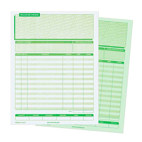 BLOCK POLIZA DE CHEQUE P.ALTOS T/C No.1013 50H