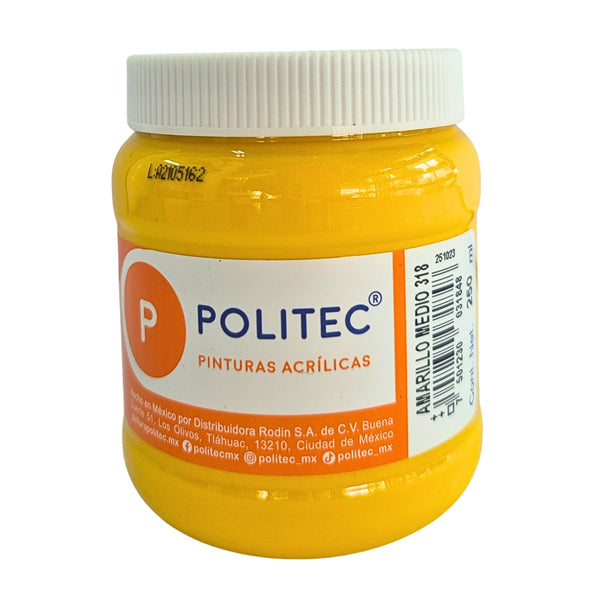 PINTURA POLITEC 318 250ML AMARILLO MEDIO ACRILICA