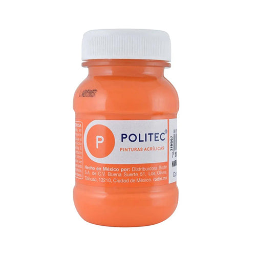 Pintura Acrílica Escolar Politec Naranja Claro 100 Ml